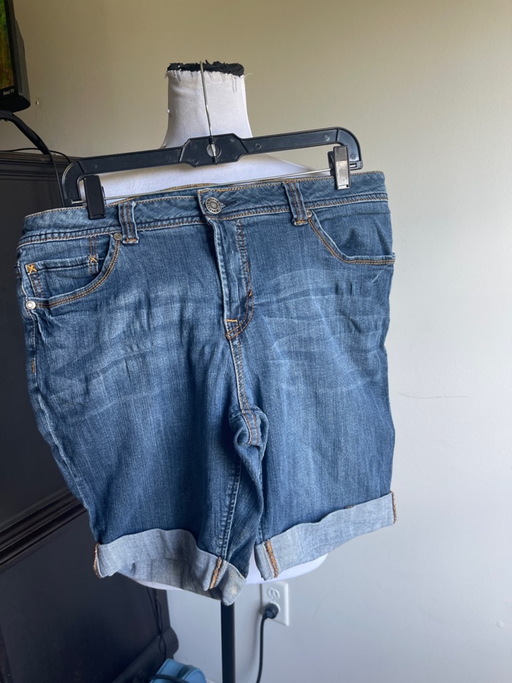 Faded Glory Blue Rolled-Cuff Denim Shorts